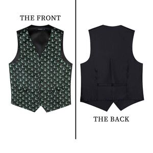Elegant Black and Green Patterned Men's Vest